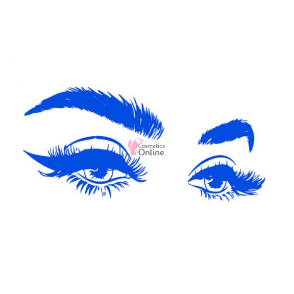 Sablon sticker de perete pentru salon de infrumusetare - J090XL - Make-up & Eyelashes Albastru